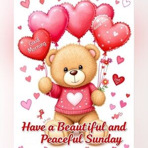 Charming Teddy Bear with Heart Balloons